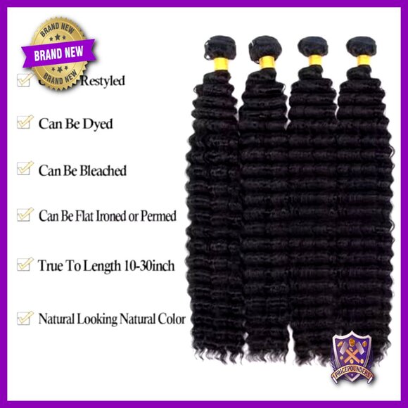 12A Deep Wave Human Hair Extensions 18-24 Inch Brazilian Virgin Bundles